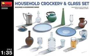 Līmējošais modelis MiniArt 35559 Household Crockery & Glass Set 1/35 цена и информация | Склеиваемые модели | 220.lv