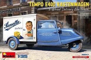 Līmējošais modelis MiniArt 38047 Tempo E400 Kastenwagen 3-Wheel Delivery Box Track 1/35 цена и информация | Склеиваемые модели | 220.lv