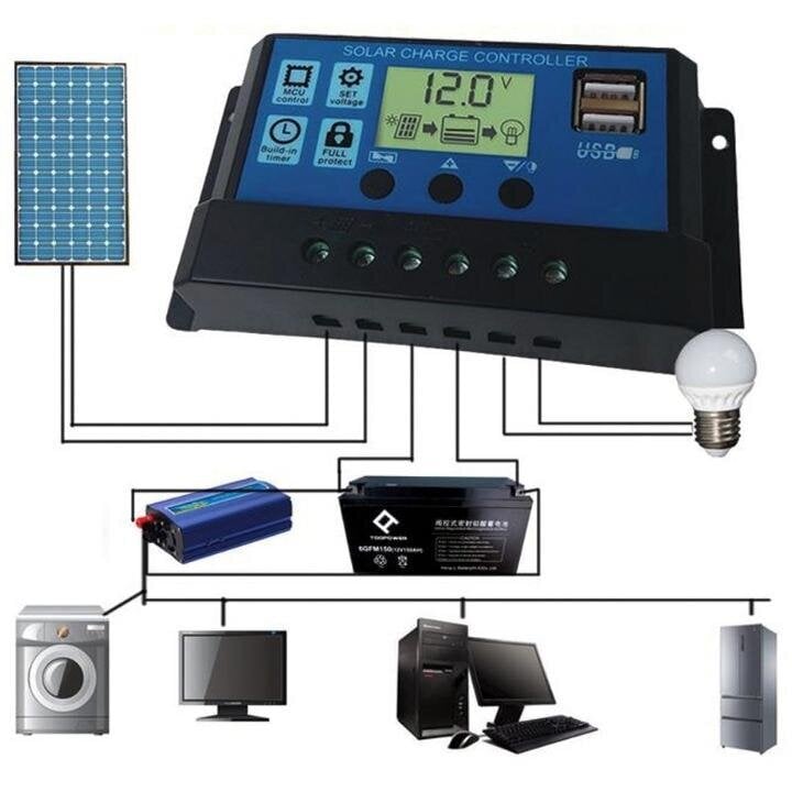 Saules baterijas kontrolieris-lādētājs 30A cena un informācija | Saules paneļi, komponentes | 220.lv