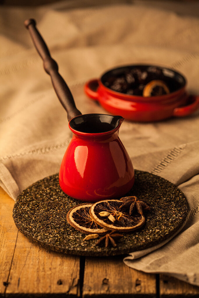 Keramikas kafijas turka, katliņš turku kafijai, cezva, ibrik, 220 ml, vara krāsa cena un informācija | Kafijas kannas, tējkannas | 220.lv