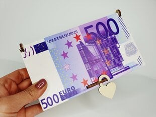 Dāvanu kastīte naudai ar krāsainu 500 eiro banknotes attēlu цена и информация | Другие оригинальные подарки | 220.lv