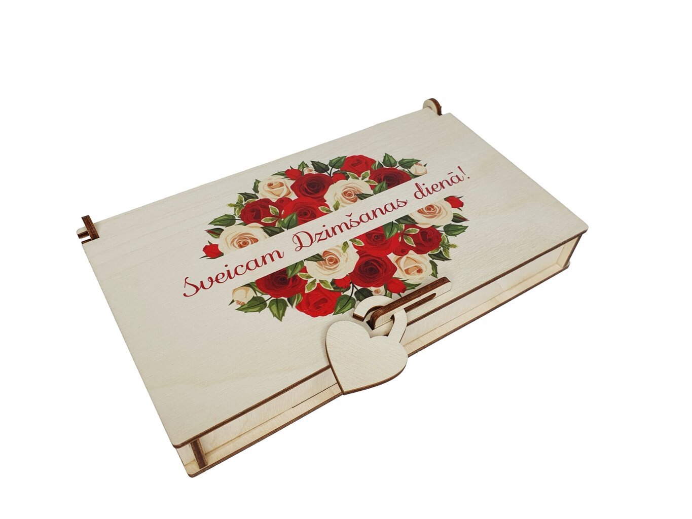 Koka naudas kastīte ar ziedu dekoru un uzrakstu “Sveicam Dzimšanas dienā!” цена и информация | Citas oriģinālas dāvanas | 220.lv
