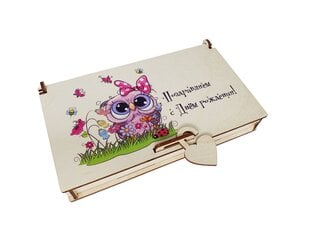 Подарочная коробочка для денег с изображением совёнка и надписью «Поздравляем с Днём Рождения!» цена и информация | Другие оригинальные подарки | 220.lv