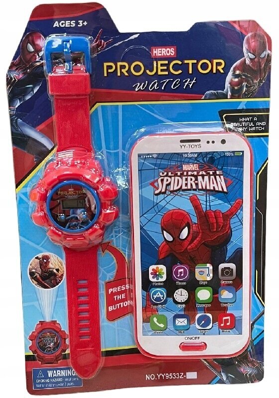 Tālrunis+pulkstenis "Zirnekļcilvēks" cena un informācija | Bērnu aksesuāri | 220.lv