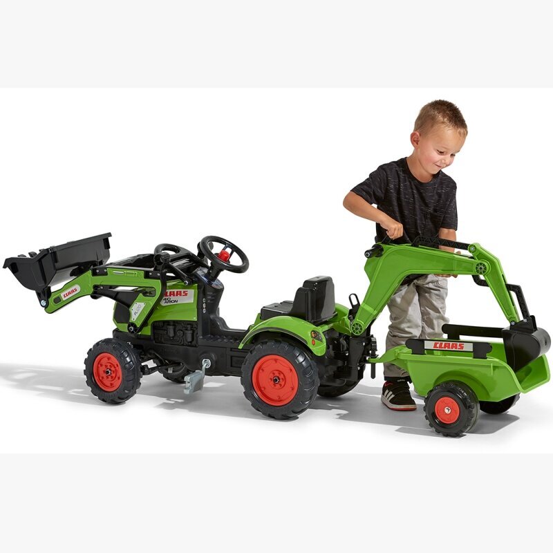 Falk traktors ar piekabi un iekrāvēju, zaļš цена и информация | Rotaļlietas zīdaiņiem | 220.lv