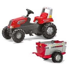 Rolly Toys traktors ar piekabi, sarkans cena un informācija | Rotaļlietas zēniem | 220.lv