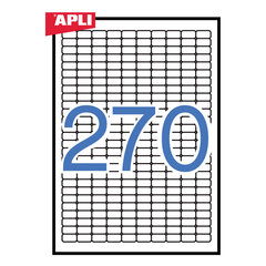 Клейкие этикетки Apli, 17.8 x 10 мм, округлые края, A4, съемные, 270 наклеек, 25 страниц, белые цена и информация | Канцелярия | 220.lv