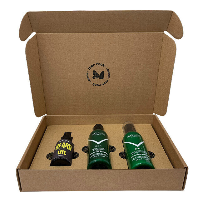 Komplekts Men Rock Sicilian Lime Beard Kit: bārdas šampūns, 100 ml + bārdas balzams, 100 ml + bārdas eļļa, 30 ml цена и информация | Skūšanās piederumi, kosmētika | 220.lv