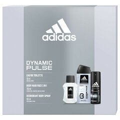 Komplekts vīriešiem Adidas Dynamic Pulse: EDT, 50 ml + izsmidzināms dezodorants, 150 ml + dušas želeja, 250 ml цена и информация | Мужские духи | 220.lv