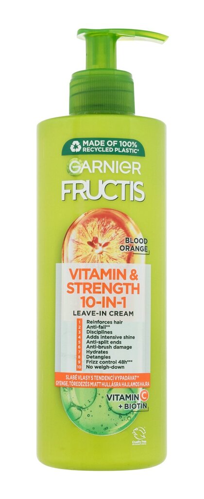 Nenoskalojama matu maska Garnier Fructis Vitamin & Strength Strengthening 10in1, 400 ml cena un informācija | Matu uzlabošanai | 220.lv