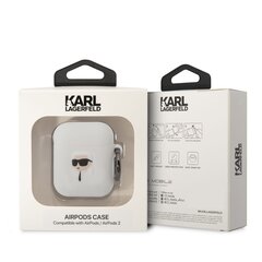 Austiņu maciņš Karl Lagerfeld 3D Logo NFT Karl Head Silicone Case for Airpods 1|2, balts cena un informācija | Austiņu piederumi | 220.lv