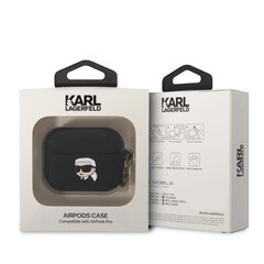 Austiņu maciņš Karl Lagerfeld 3D Logo NFT Karl Head Silicone Case for Airpods Pro, melns cena un informācija | Karl Lagerfeld Datortehnika | 220.lv