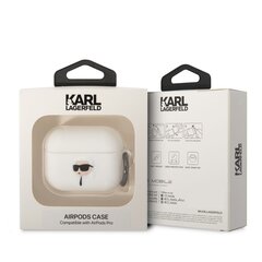 Austiņu maciņš Karl Lagerfeld 3D Logo NFT Karl Head Silicone Case for Airpods Pro, balts cena un informācija | Austiņas | 220.lv