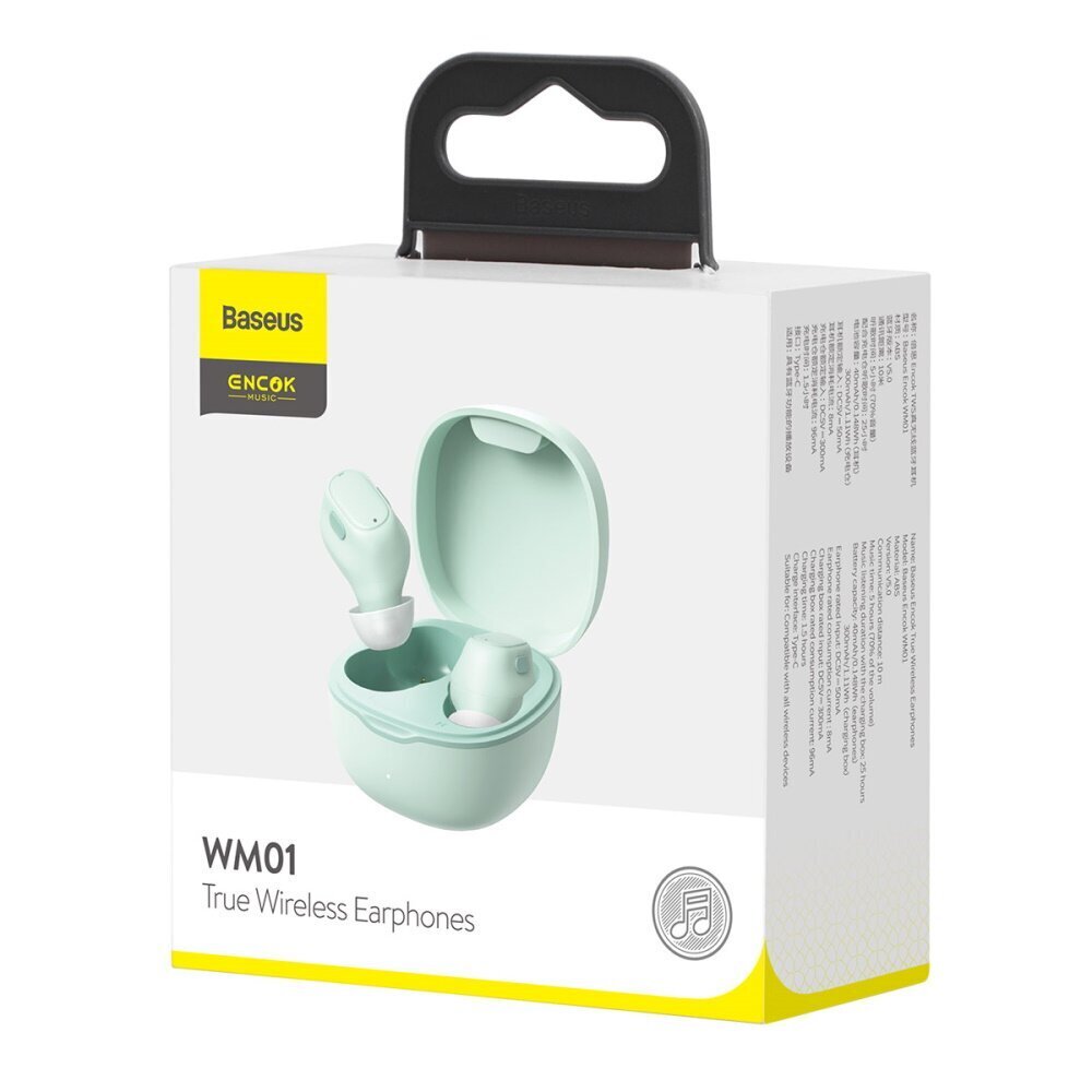 Baseus Bluetooth austiņas Encok TWS WM01, zaļas cena un informācija | Austiņas | 220.lv
