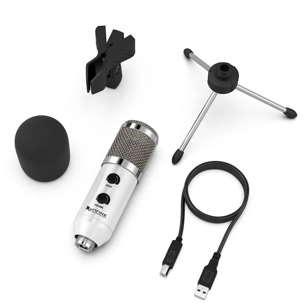 Fifine K056A mikrofons spēlēm | podkāsti | straumes | statīvs | balts цена и информация | Mikrofoni | 220.lv