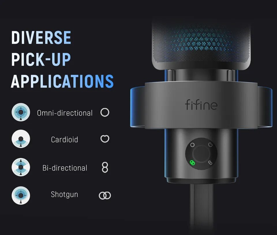 Fifine A9 RGB mikrofons spēlēm | podkāsti | straumes | statīvs | melns cena un informācija | Mikrofoni | 220.lv