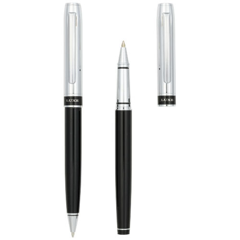 LUXE lodīšu pildspalvu komplekts sudraba/melna. cena un informācija | Biznesa dāvanas | 220.lv