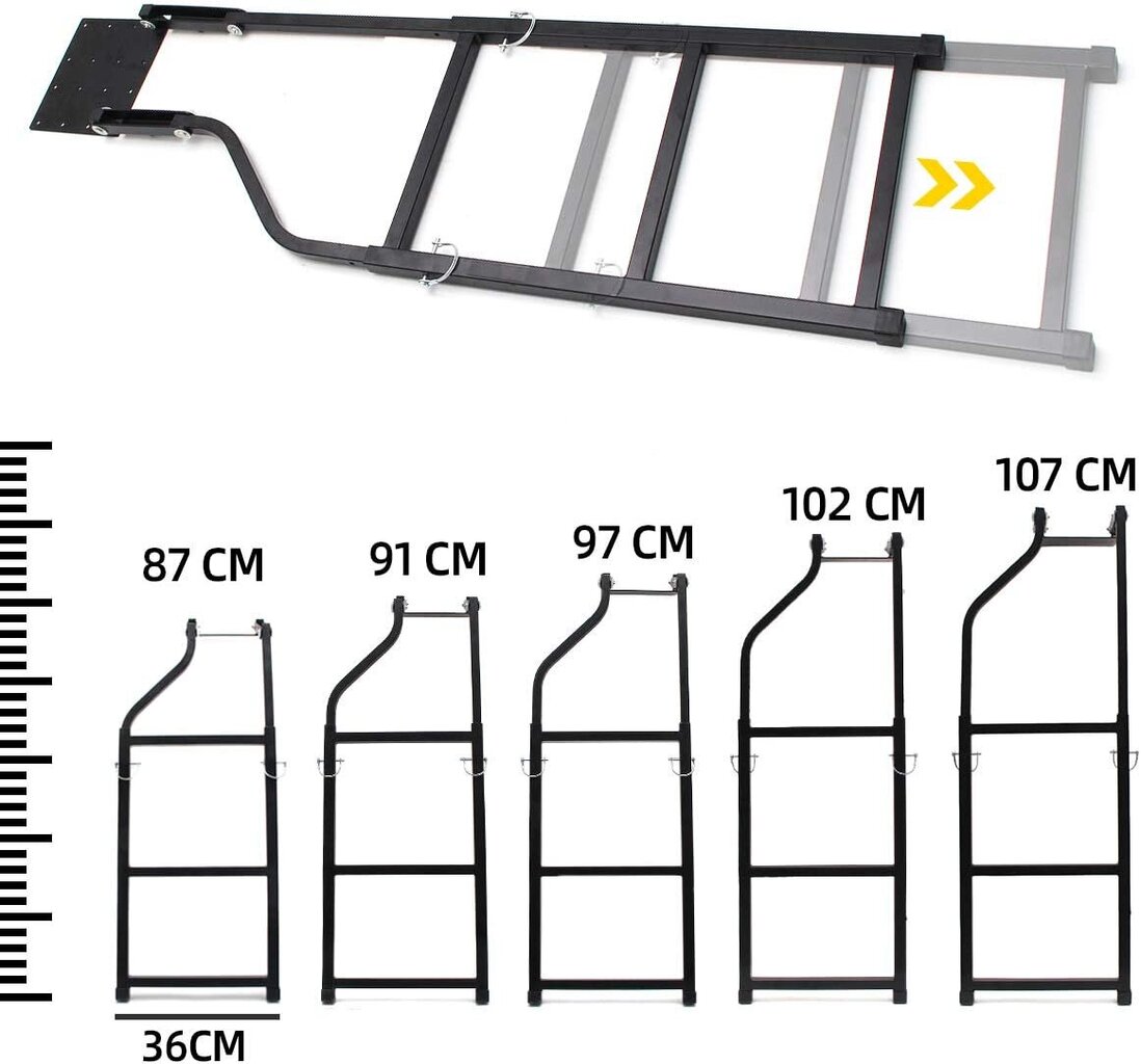 Automašīnas kāpnes, Universāls regulējams pagarinājuma kāpnes bagāžas nodalījuma durvju pikapa piederums. cena un informācija | Auto piederumi | 220.lv