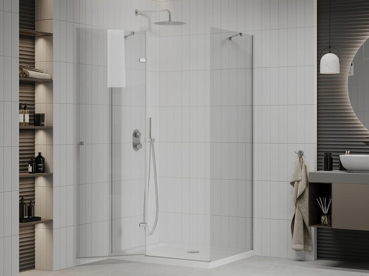 Dušas kabīne Mexen Roma ar paliktni un sifonu, Chrome+White/Chrome, 80x70,80,90,100 cm cena un informācija | Dušas kabīnes | 220.lv