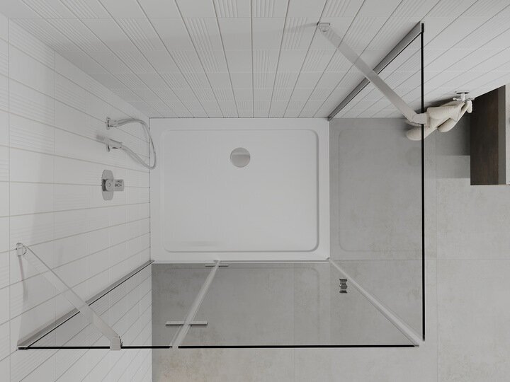 Dušas kabīne Mexen Roma ar paliktni un sifonu, Chrome+White/Chrome, 120x70,80,90,100 cm цена и информация | Dušas kabīnes | 220.lv