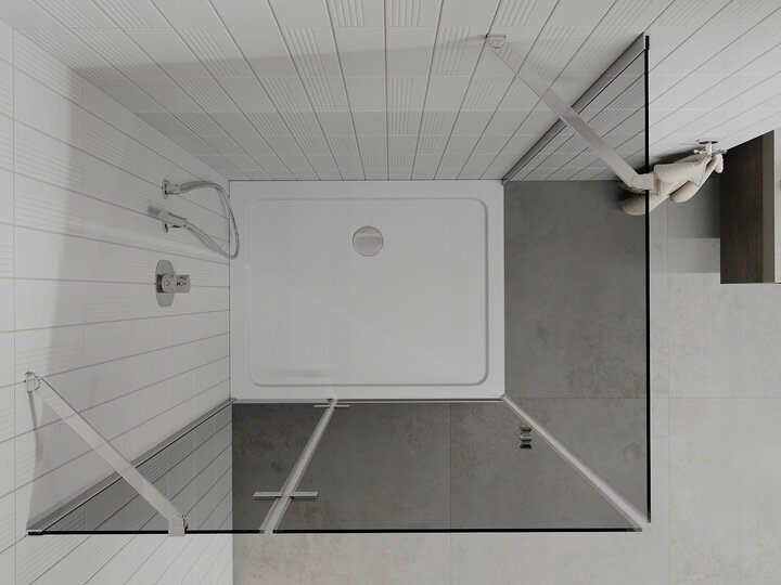 Dušas kabīne Mexen Roma ar paliktni un sifonu, Graphite+White/Chrome, 120x70,80,90,100 cm cena un informācija | Dušas kabīnes | 220.lv