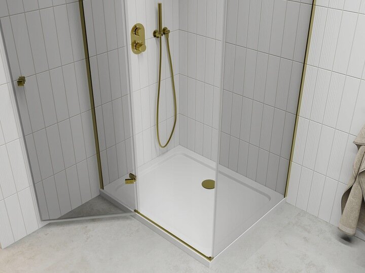 Dušas kabīne Mexen Roma ar paliktni un sifonu, Gold+White/Gold, 80x70,80,90,100 cm cena un informācija | Dušas kabīnes | 220.lv