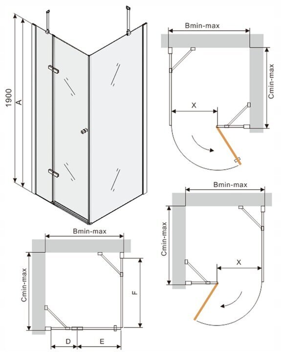 Dušas kabīne Mexen Roma ar paliktni un sifonu, Gold+White/Gold, 120x70,80,90,100 cm cena un informācija | Dušas kabīnes | 220.lv