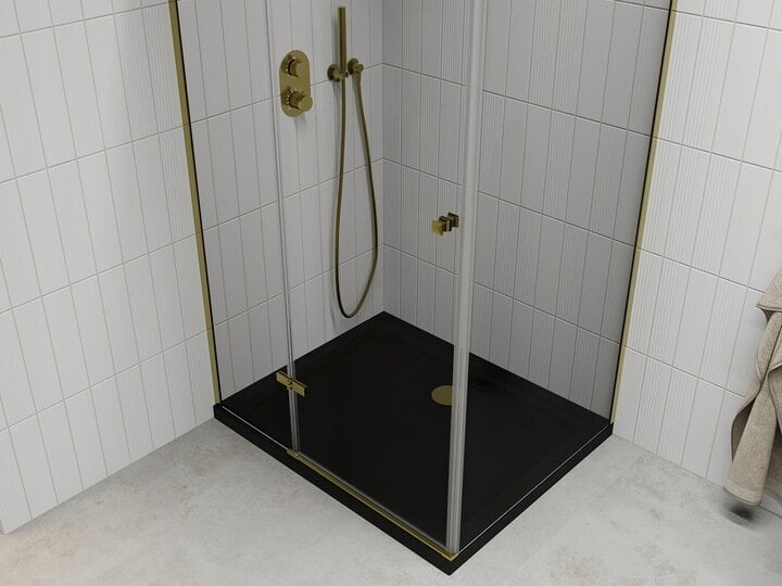 Dušas kabīne Mexen Roma ar paliktni un sifonu, Gold+Black/Gold, 80x80,100 cm cena un informācija | Dušas kabīnes | 220.lv