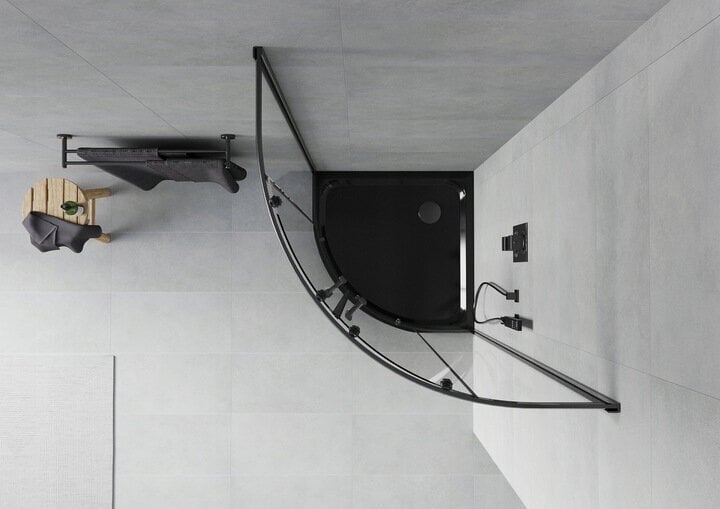 Pusapaļa dušas kabīne Mexen Rio F ar paliktni un sifonu, 70x70,80x80,90x90cm, melna/caurspīdīga+melna цена и информация | Dušas kabīnes | 220.lv