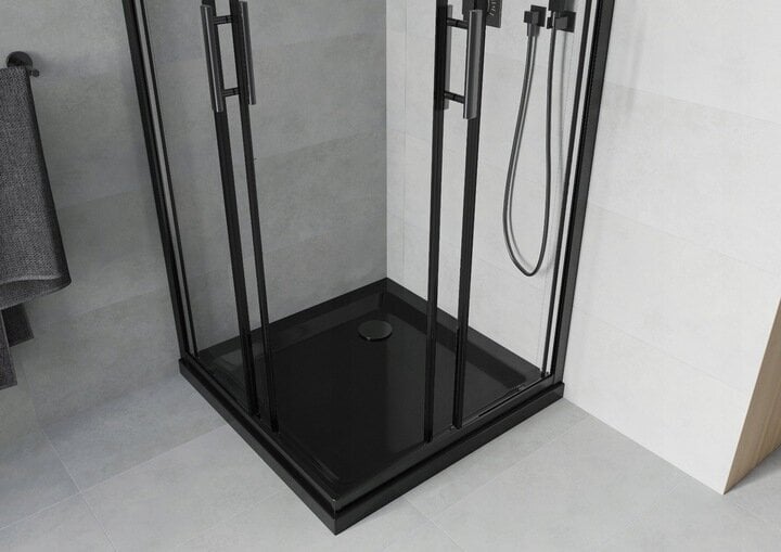 Dušas kabīne Mexen Rio F ar paliktni un sifonu, 70x70,80x80,90x90cm, melna/caurspīdīga+melna цена и информация | Dušas kabīnes | 220.lv
