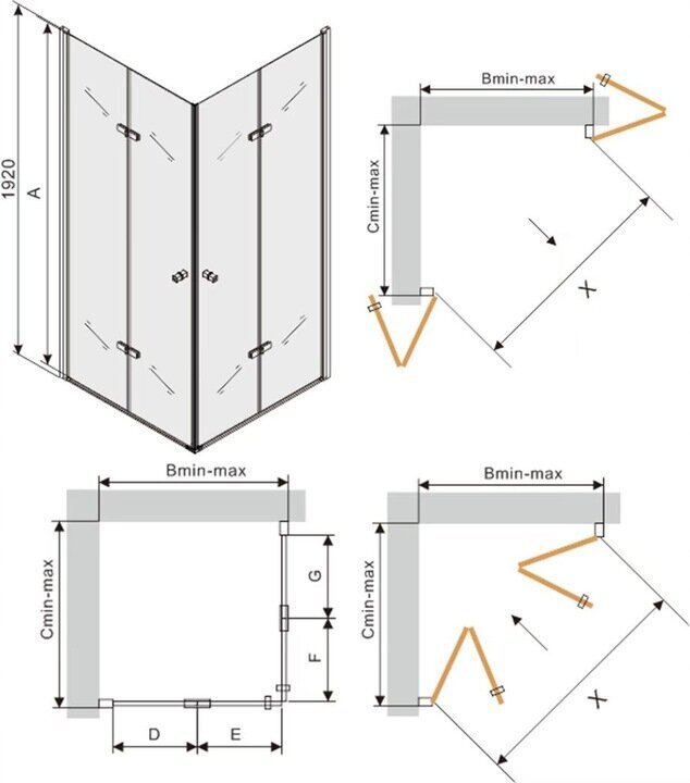 Dušas kabīne Mexen Lima DUO ar paliktni un sifonu, 80x80,90x90,100x100 cm cena un informācija | Dušas kabīnes | 220.lv