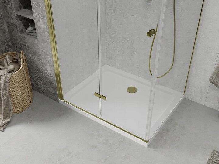 Dušas kabīne Mexen Lima ar paliktni un sifonu, Gold+White/Gold, 90x70,80,90,100 cm cena un informācija | Dušas kabīnes | 220.lv