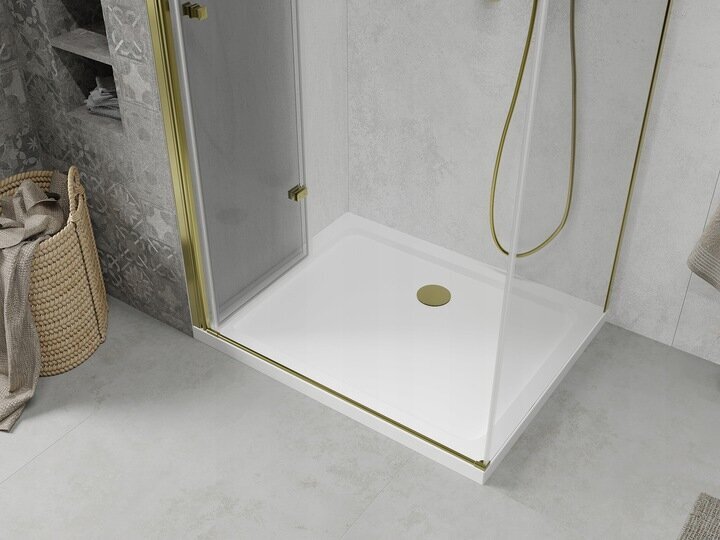 Dušas kabīne Mexen Lima ar paliktni un sifonu, Gold+White/Gold, 90x70,80,90,100 cm cena un informācija | Dušas kabīnes | 220.lv