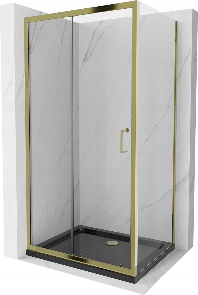 Dušas kabīne Mexen Apia ar paliktni un sifonu, Gold+Black/Gold, 110x70,80,90,100 cm цена и информация | Dušas kabīnes | 220.lv