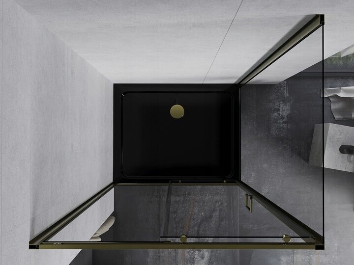 Dušas kabīne Mexen Apia ar paliktni un sifonu, Gold+Black/Gold, 140x70,80,90,100 cm cena un informācija | Dušas kabīnes | 220.lv