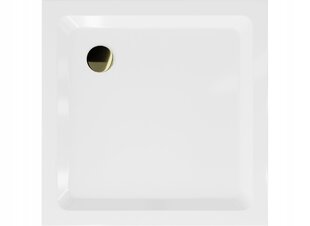 Kvadrāta dušas paliktnis Mexen Flat Slim ar sifonu, White+Gold, 70x70, 80x80, 90x90, 100x100 cm цена и информация | Душевые поддоны | 220.lv