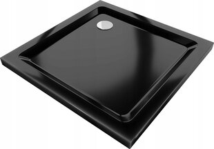 Kvadrāta dušas paliktnis Mexen Flat Slim ar sifonu, Black+Chrome, 80x80, 90x90 cm цена и информация | Душевые поддоны | 220.lv