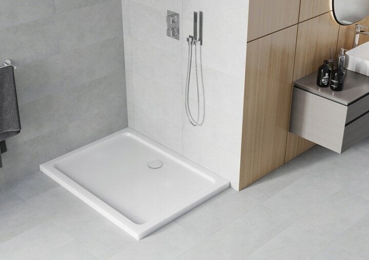 Taisnstūra dušas paliktnis Mexen Flat Slim ar sifonu, White+Chrome, 90x70,80 cm цена и информация | Dušas paliktņi | 220.lv