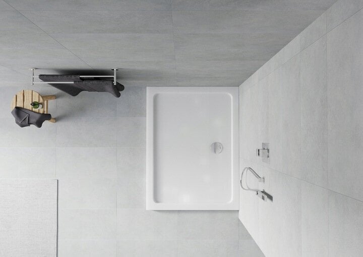 Taisnstūra dušas paliktnis Mexen Flat Slim ar sifonu, White+Chrome, 90x70,80 cm cena un informācija | Dušas paliktņi | 220.lv