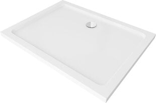 Taisnstūra dušas paliktnis Mexen Flat Slim ar sifonu, White+Chrome, 110x70,80,90,100 cm цена и информация | Душевые поддоны | 220.lv