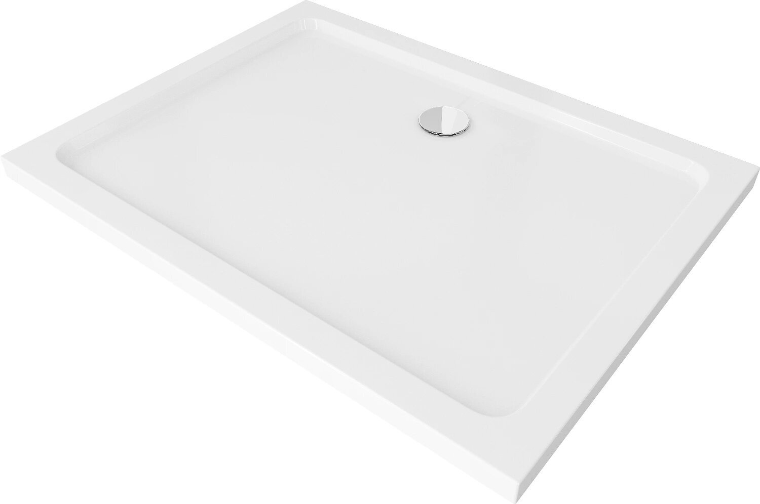 Taisnstūra dušas paliktnis Mexen Flat Slim ar sifonu, White+Chrome, 120x70,80,90,100 cm cena un informācija | Dušas paliktņi | 220.lv
