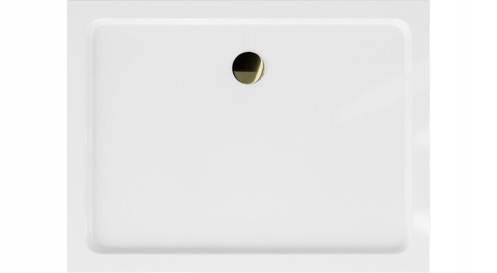 Taisnstūra dušas paliktnis Mexen Flat Slim ar sifonu, White+Gold, 80x70 cm цена и информация | Dušas paliktņi | 220.lv