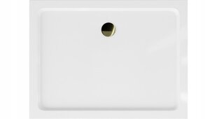 Taisnstūra dušas paliktnis Mexen Flat Slim ar sifonu, White+Gold, 110x70,80,90,100 cm цена и информация | Душевые поддоны | 220.lv