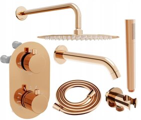 Zemapmetuma dušas un vannas komplekts ar termostatu Mexen Kai 7in1, 25 cm, Rose Gold cena un informācija | Dušas komplekti un paneļi | 220.lv