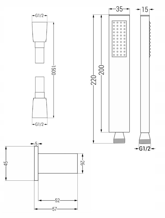 Slēpts dušas un vannas komplekts ar termostatu Mexen Cube 7in1, 30x30 cm, Chrome cena un informācija | Dušas komplekti un paneļi | 220.lv