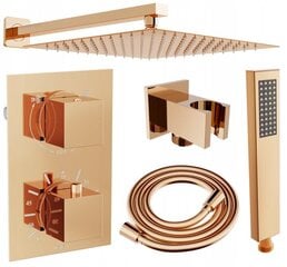 Zemapmetuma dušas komplekts ar termostatu Mexen Cube 6in1, 25x25 cm, Rose Gold цена и информация | Душевые комплекты и панели | 220.lv