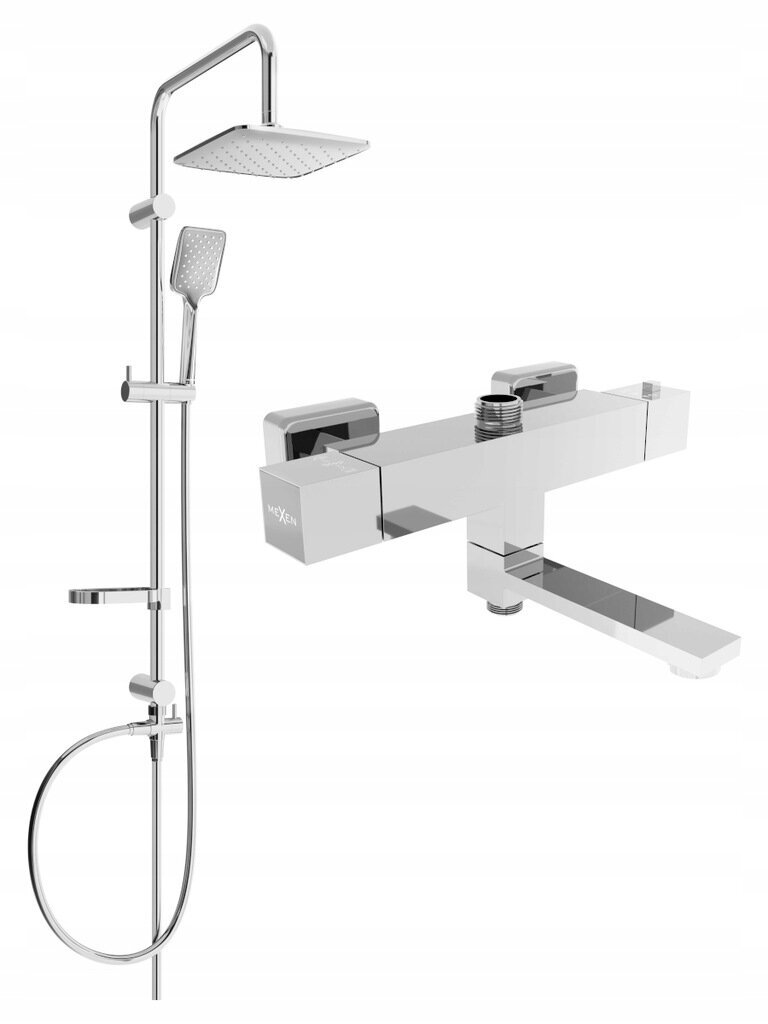 Vannas-dušas sistēma ar termostata jaucējkrānu Mexen Sven Cube 2, Chrome cena un informācija | Dušas komplekti un paneļi | 220.lv