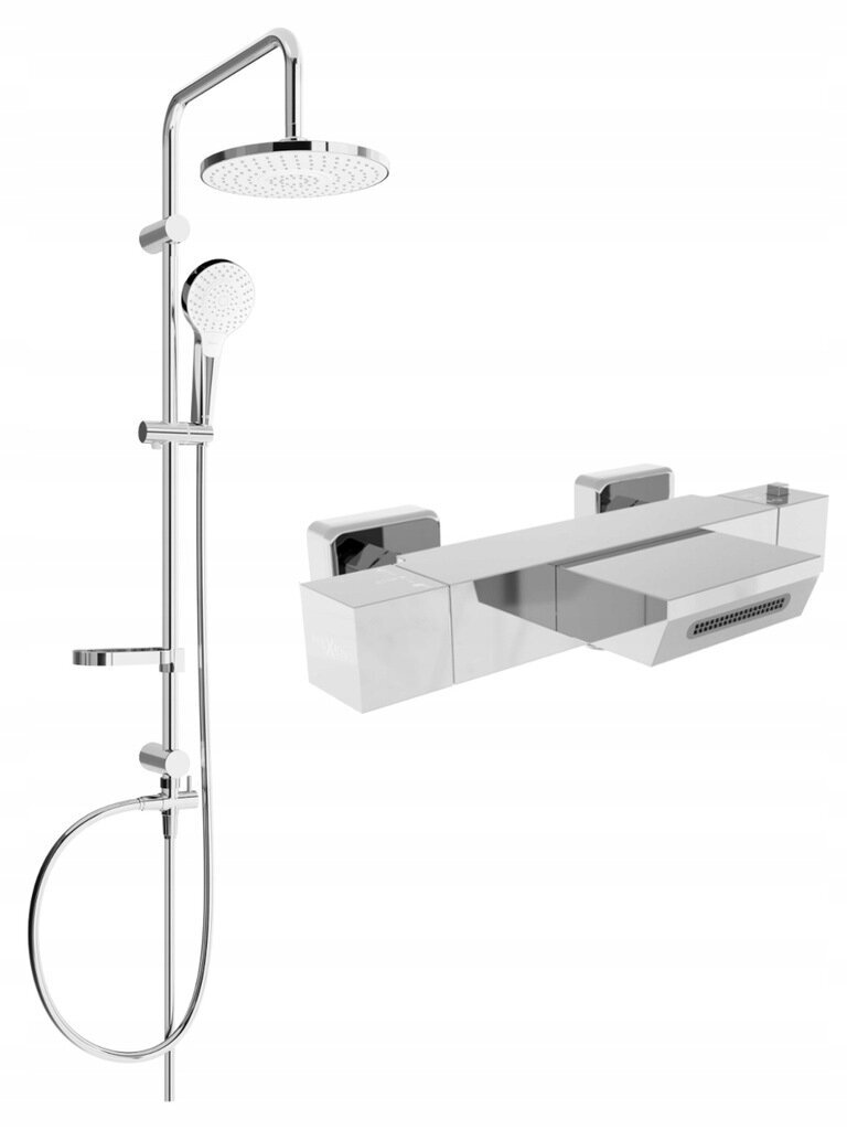 Vannas-dušas sistēma ar termostata jaucējkrānu Mexen Erik Cube, Chrome cena un informācija | Dušas komplekti un paneļi | 220.lv