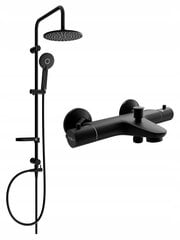 Vannas-dušas sistēma ar termostata jaucējkrānu Mexen Carl Nox, Black cena un informācija | Dušas komplekti un paneļi | 220.lv