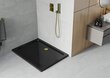 Taisnstūra dušas paliktnis Mexen Flat Slim ar sifonu, Black+Gold, 90x70,80 cm cena un informācija | Dušas paliktņi | 220.lv